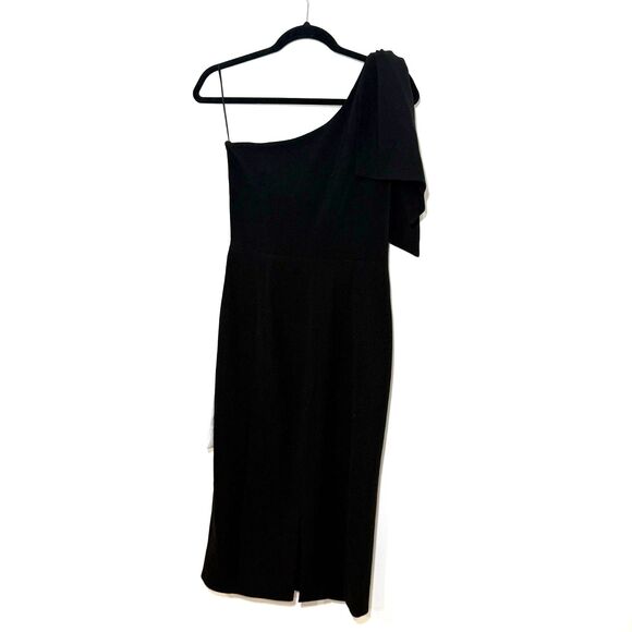 Dress The Population Tiffany One Shoulder Crepe Midi Dress - Black M - Picture 6 of 11